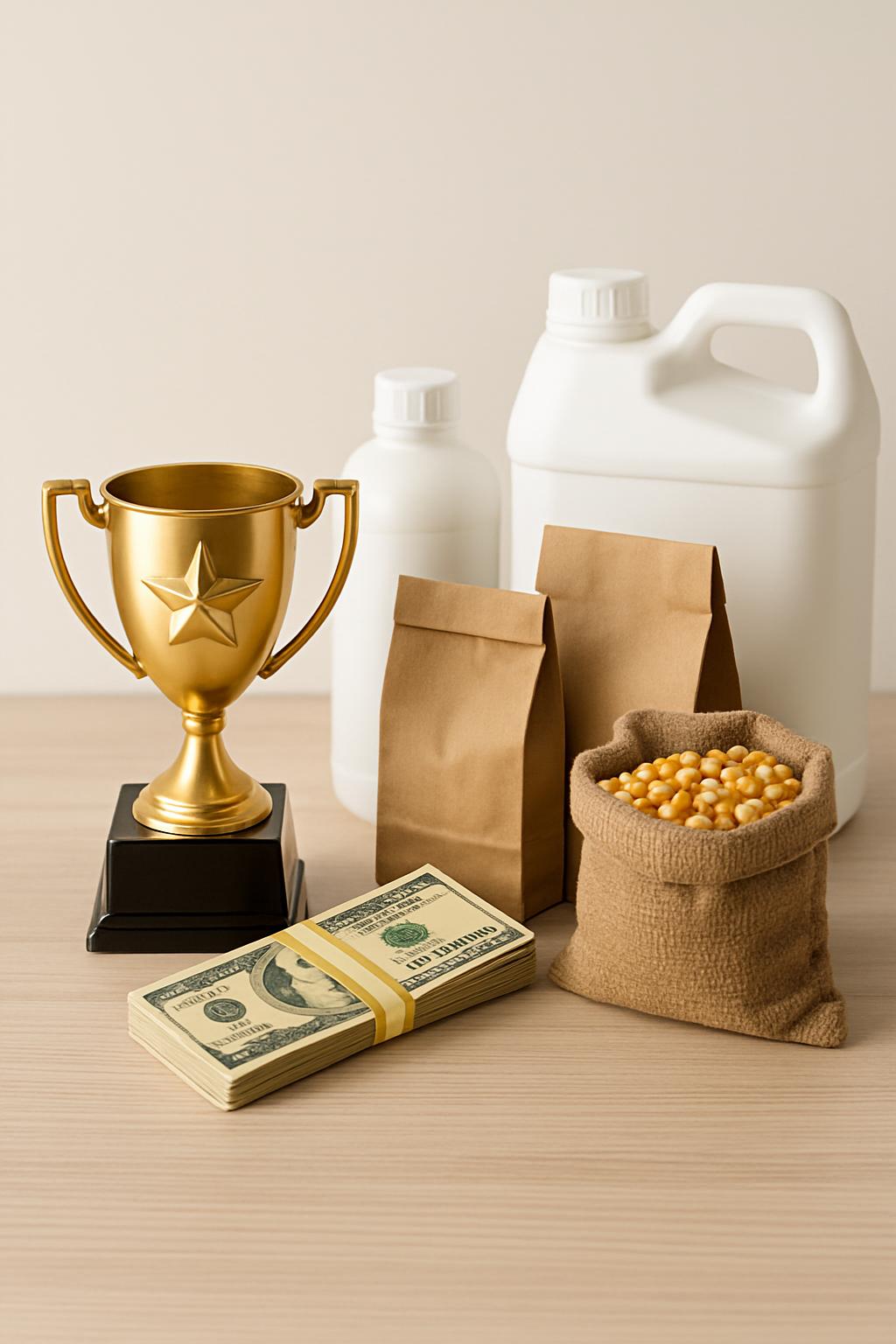 No picture, only buckles and sacks of corn with money, just like the awards offer for the competition of picking the right...